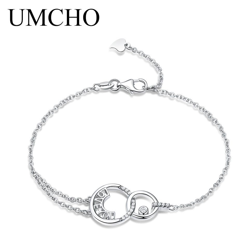 UMCHO браслеты Love Forever модные браслеты с буквами женский браслет для женщин классические обручальные украшения платиновый