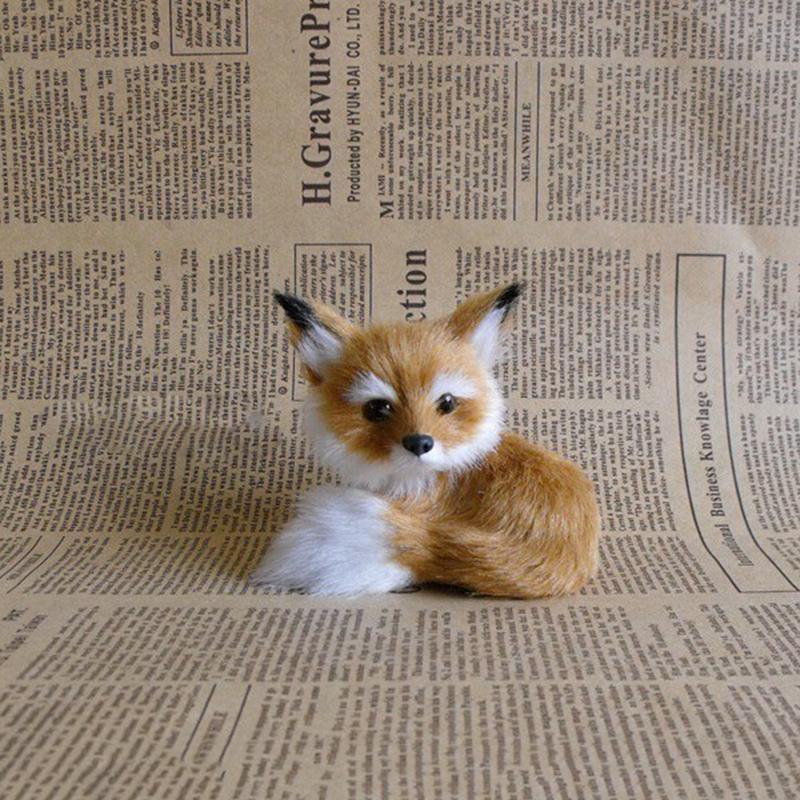 Имитация коричневой лисы, игрушка из меха, украшение дома на корточках, статические фигурки животных, игрушки