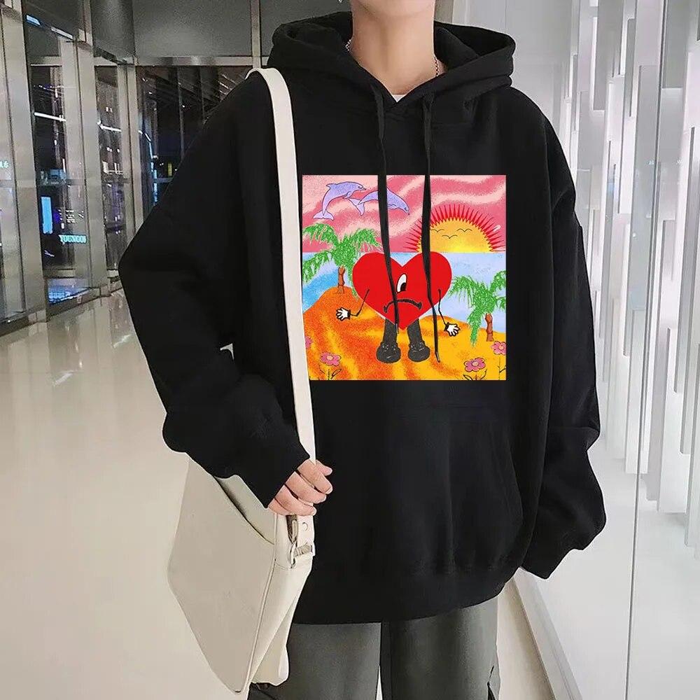 Толстовки Bad Bunny унисекс/женщины UN VERANO SIN TI Музыкальный альбом Толстовка Харадзюку Модная уличная одежда в стиле хип-хоп Свободные толстовки унисекс унисекс L