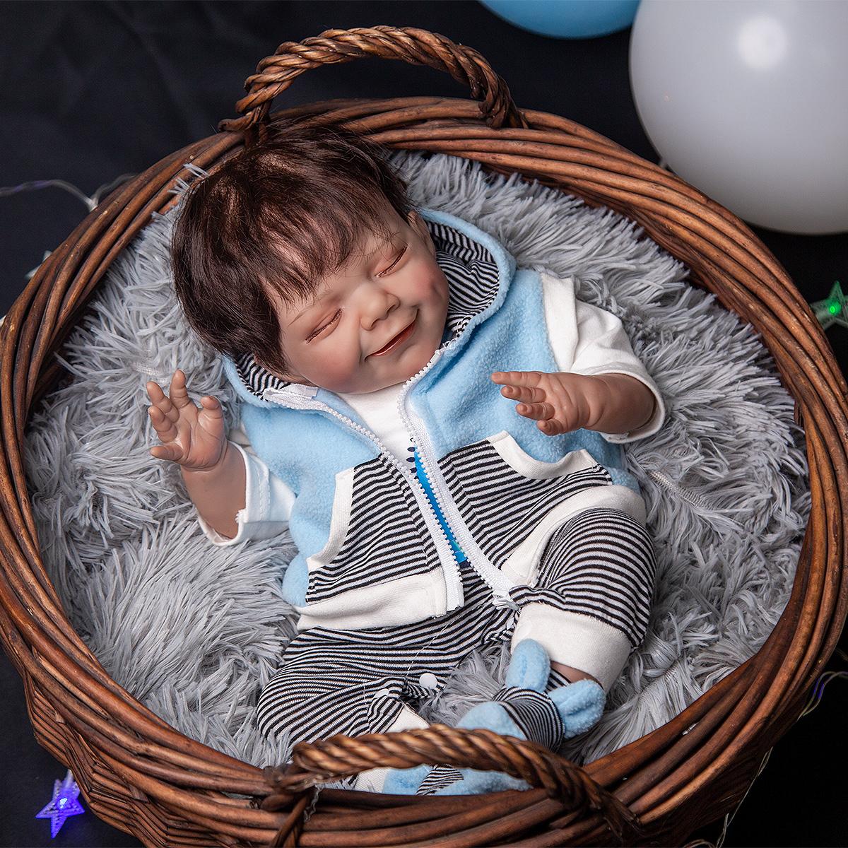 Супермягкая кукла памяти 50 см, Reborn Baby Dolls, силиконовая ткань для волос с укорененным волокном, игрушки для детей, подарки на день защиты детей 20 inch коричневый