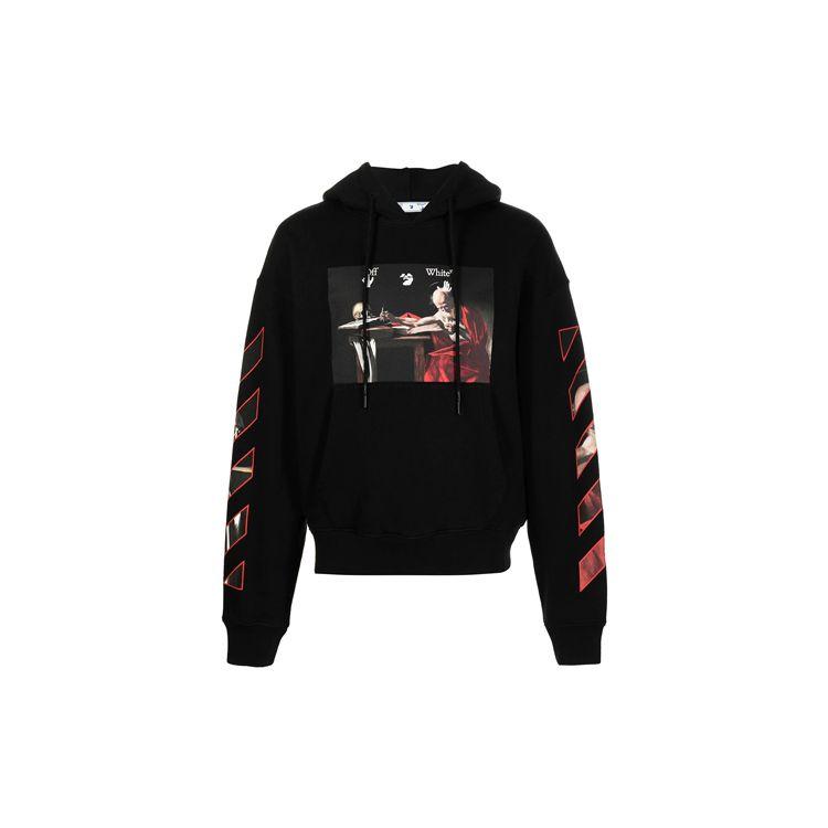 Off-White Caravaggio Черные топы унисекс с капюшоном OMBB037R21FLE0021025 XXS