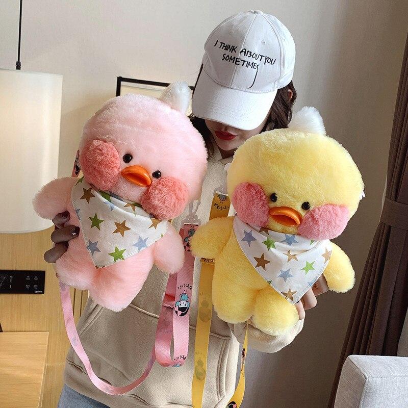 28 см милый мультфильм Lalafanfan Cafe Duck плюшевый рюкзак Kawaii Toys мягкая сумка через плечо кукла школьная сумка для девочек подарок 28CM розовый