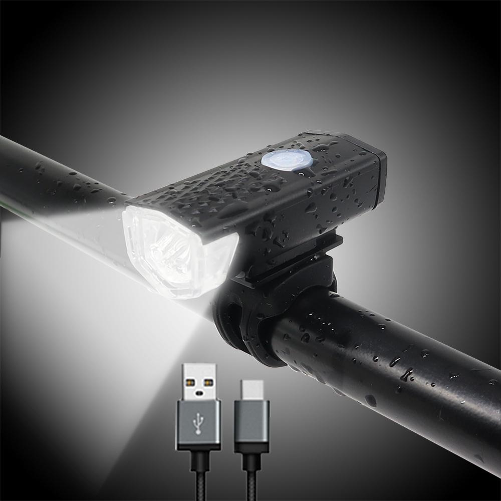 Велосипед Велоспорт USB перезаряжаемый передний фонарь для велосипеда 1 шт. чёрный