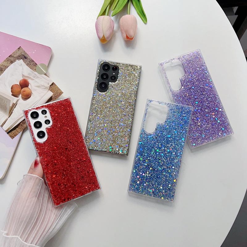 Мягкий резиновый чехол с блестками в стиле INS для Samsung S25 Ultra S24 FE S23 Plus S22 S21 S20 A16 A55 A35 5G A25 A15 Samsung S20 синий