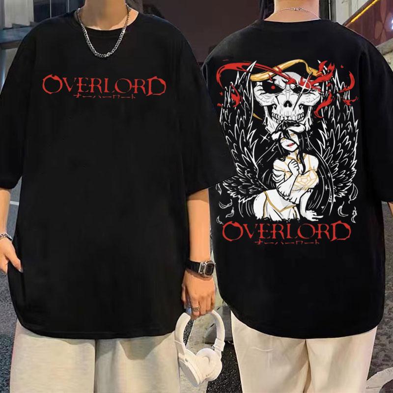 Аниме Overlord Ainz Ooal платье, футболки с двусторонним принтом, унисекс, футболка большого размера, манга, винтажные мужские/женские футболки, футболка с рисунком Альбедо S чёрный