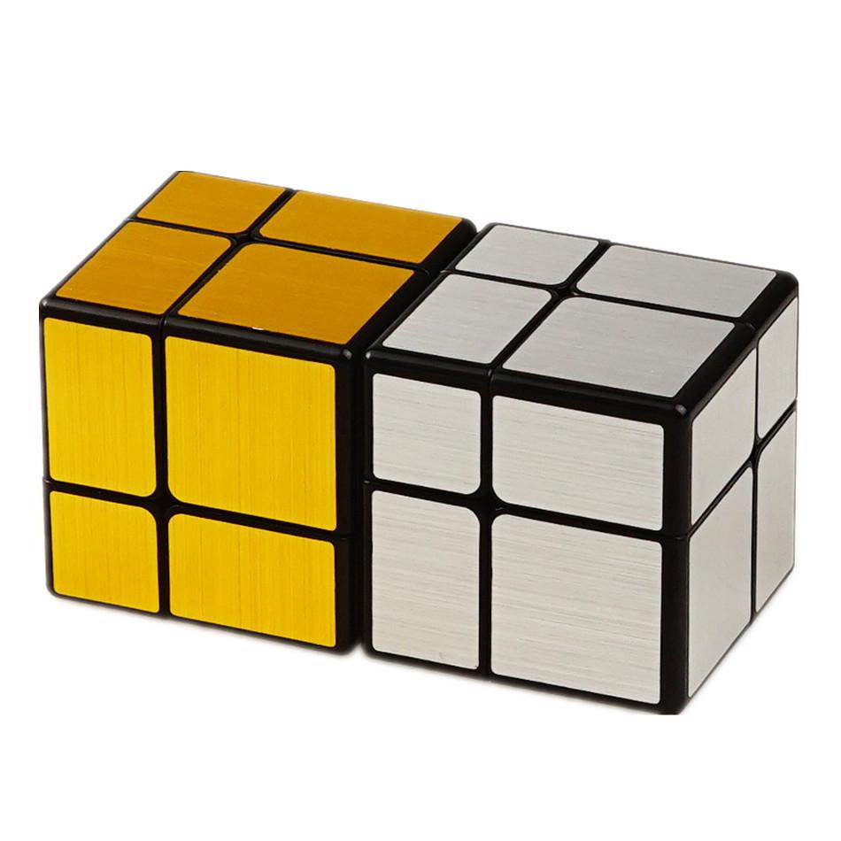 QiYi Mirror 2x2 Magic Cube Puzzle Speed ​​Magic Cube Золотая/Серебряная наклейка Кубик Игрушки для детей серебряный