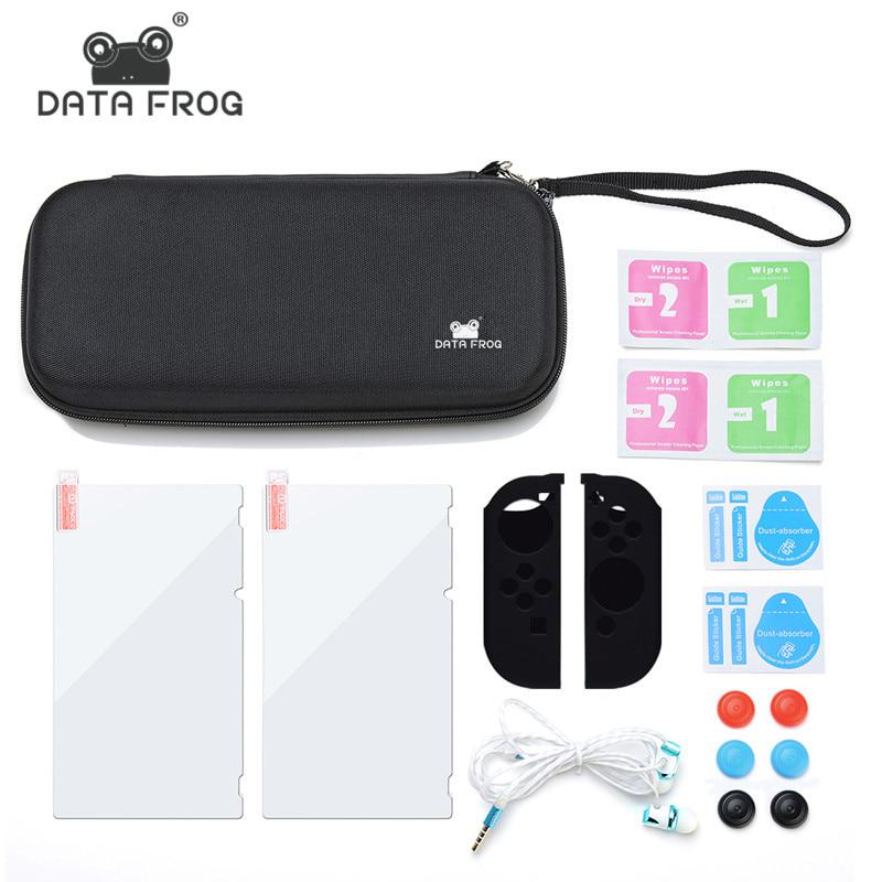 Чехлы и футляры  Joom Data Frog для Nintend Switch Case Bag 12 in1 Switch Аксессуары Защитный чехол из закаленного стекла чёрный