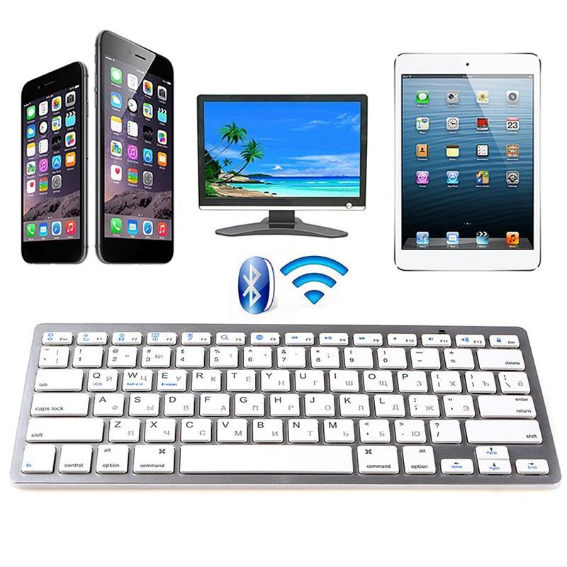 Русская мини-беспроводная тонкая клавиатура Bluetooth 3.0 для планшетов Mac Windows 1