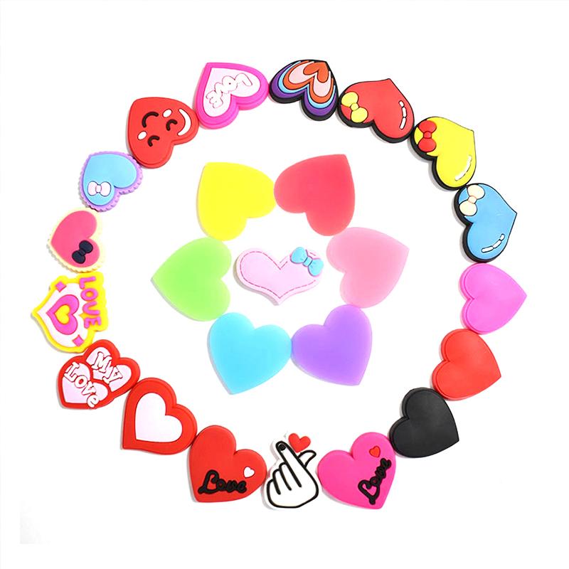 24 шт., аксессуары для обуви из ПВХ серии Heart для украшения обуви, подвески 24pcs