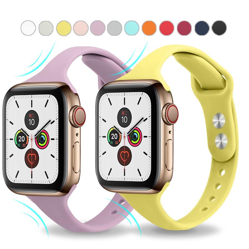 Мягкий тонкий силиконовый спортивный ремешок для Apple Watch 5 4 3 2 1 38 мм 42 мм, резиновый ремешок для часов для Iwatch series 5 4 40 мм 44 мм For 38MM and 40MM белый