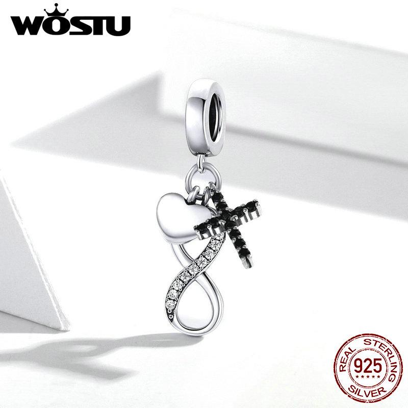 Подвеска WOSTU из стерлингового серебра 925 пробы с символом бесконечности для оригинального браслета диаметром 3 мм, ювелирные изделия своими руками 925 silver