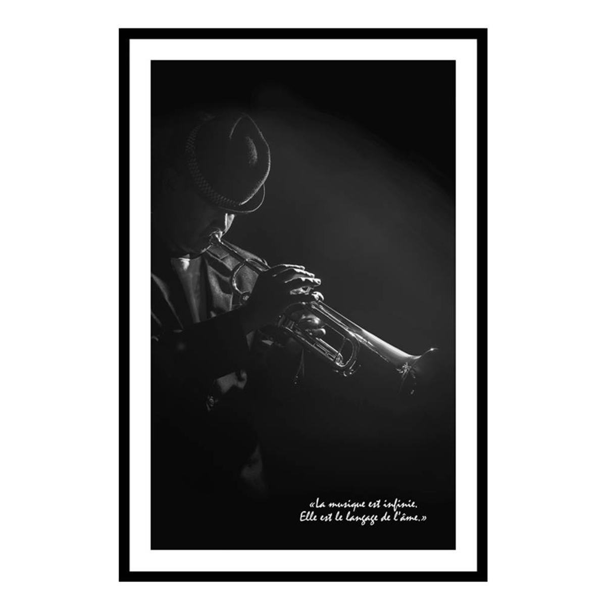 Les Trésors De Lily [Q9684] - Черный дизайнерский холст  Джаз  (Музыка бесконечна - это язык души - труба) - 60x40 см чёрный
