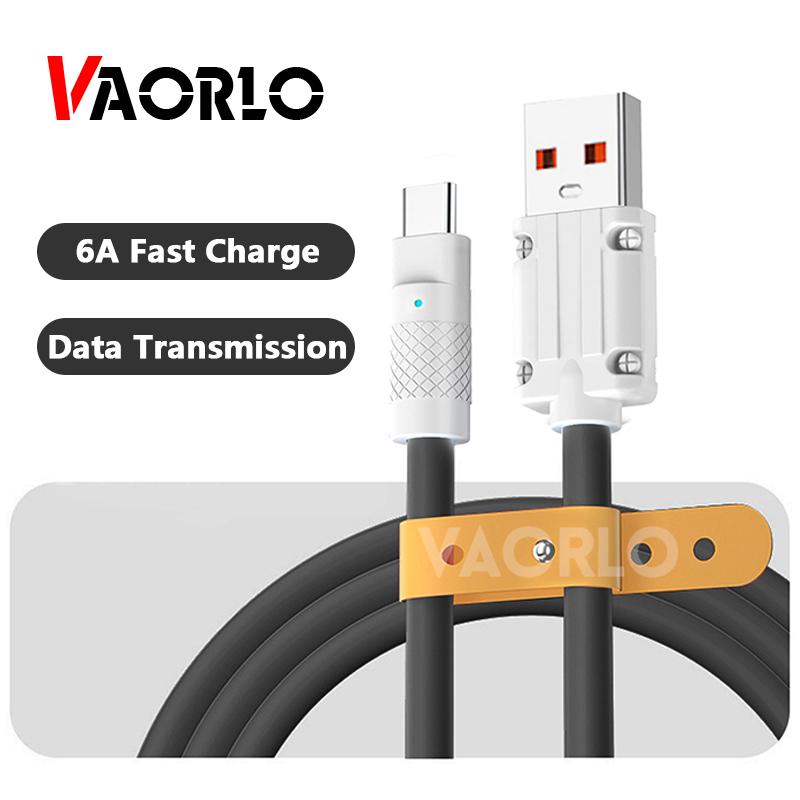 Кабели для телефонов  Joom VAORLO 6A Кабель для быстрой зарядки USB-кабель для передачи данных для Micro Typoe-C Lightning Super Charge с органайзером для кабеля For Micro чёрный