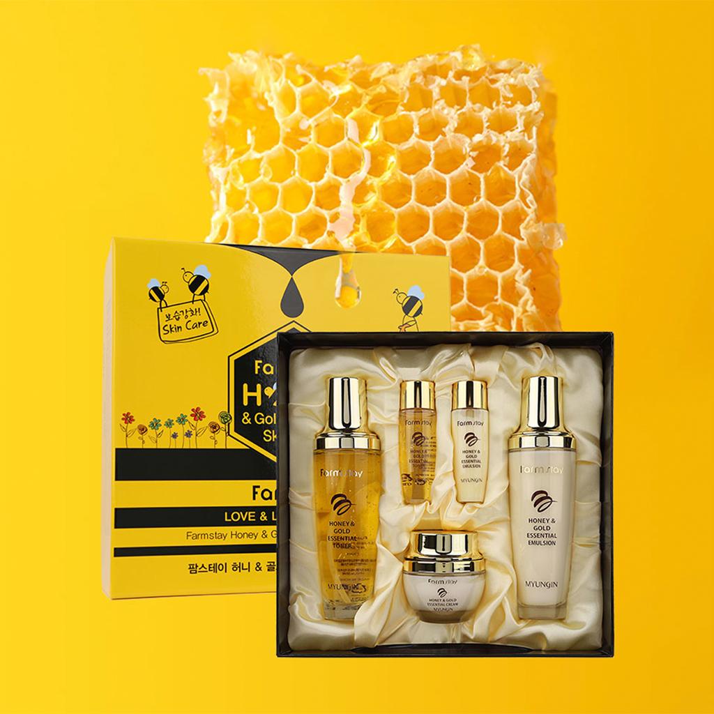 НАБОР FARM STAY Honey & Gold Essential Тоник, эмульсия и крем