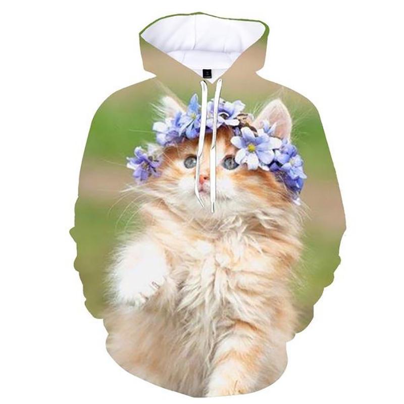 Толстовки Kawaii Cat с 3D принтом животных для мужчин и женщин, пуловеры большого размера, толстовки с капюшоном и длинными рукавами, уличная одежда, детская женская одежда S
