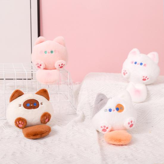 Кошка, плюшевая кукла, брелок, подвеска, встроенная пищалка, милое толстое тело, аниме, котенок, плюшевые игрушки, мягкая игрушка-кукла, брелок, подвески, украшение для рюкзака оранжевый