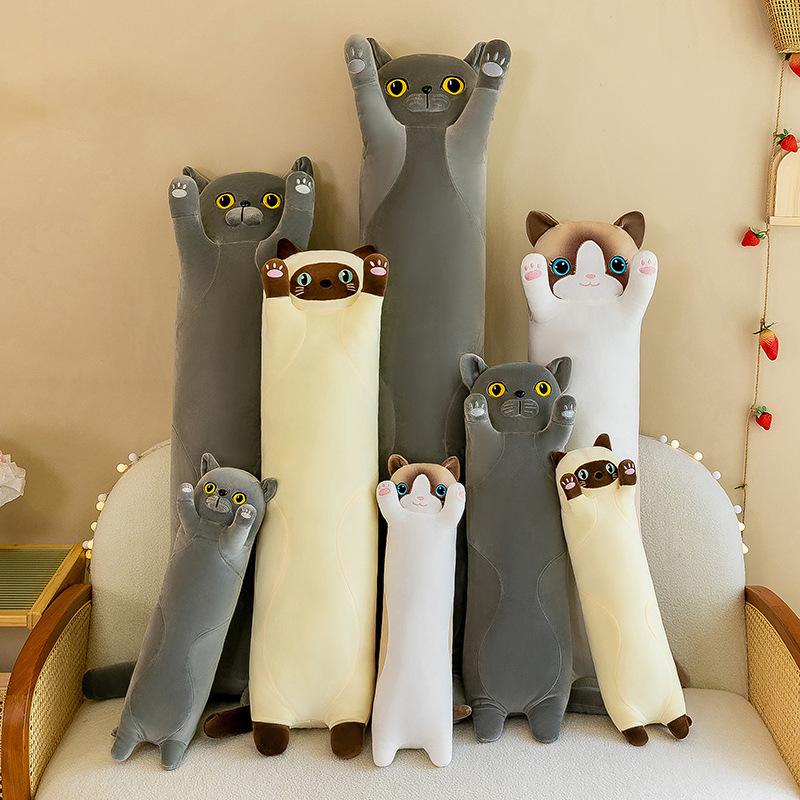Кошачий остров, подушка, кукла, плюшевая игрушка, длинная кукла-кошка, тряпичная кукла, подарок на день рождения 50cm серый
