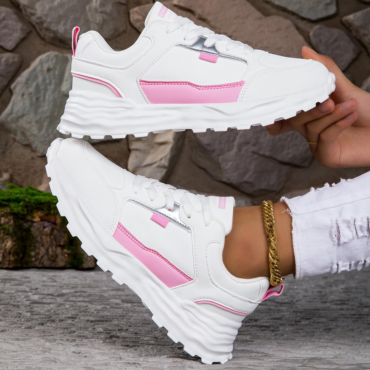 TUINANLE Sports Dad Shoes для женщин розовые кроссовки женские дышащие туфли на платформе 35 розовый