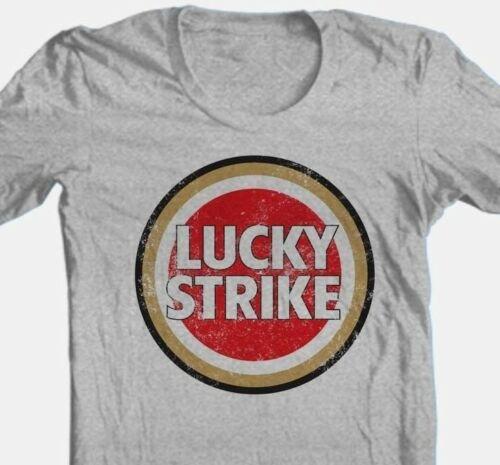 Футболка унисекс Lucky Strike с потертым логотипом в винтажном стиле, серая футболка с потертостями Хизер S