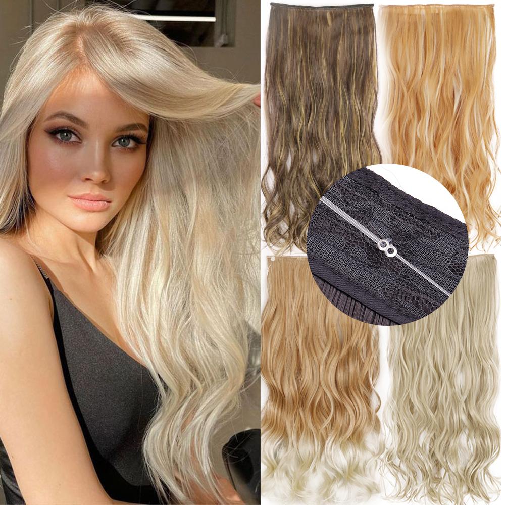 MERISIHAIR 16, 22, 32 дюйма, без зажима, невидимая проволока, наращивание волос из синтетического волокна, прямые натуральные черные цельные накладные волосы 55cm