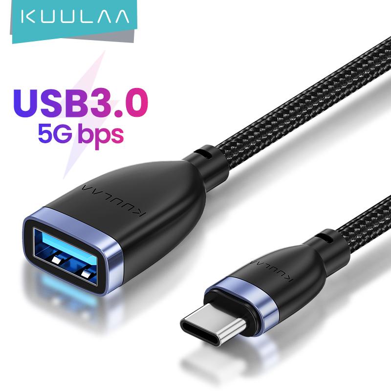 Удлиннитель Kuulaa, Type-C/USB-А USB 3.0 чёрный