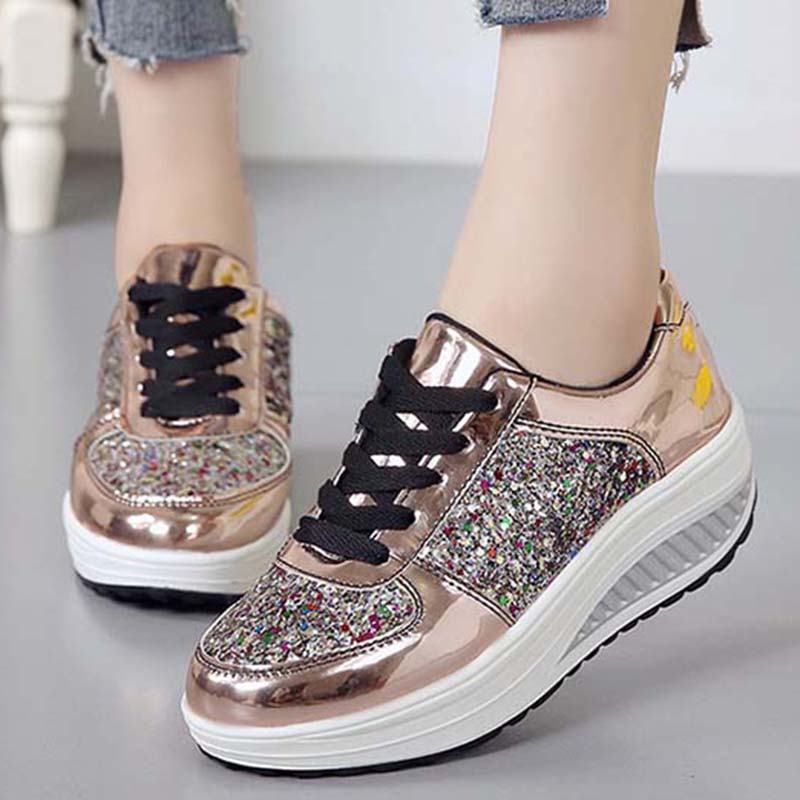 Осенне-зимние блестящие сверхлегкие кроссовки Mirror Mirror Wobble Shoes Женская обувь черного цвета 35 чёрный