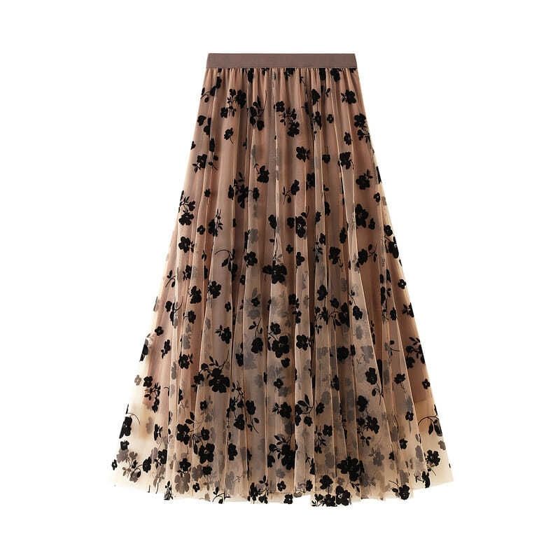 Юбка из сетки Vintage Floral - Юбка-миди с принтом и цветочным узором L чёрный