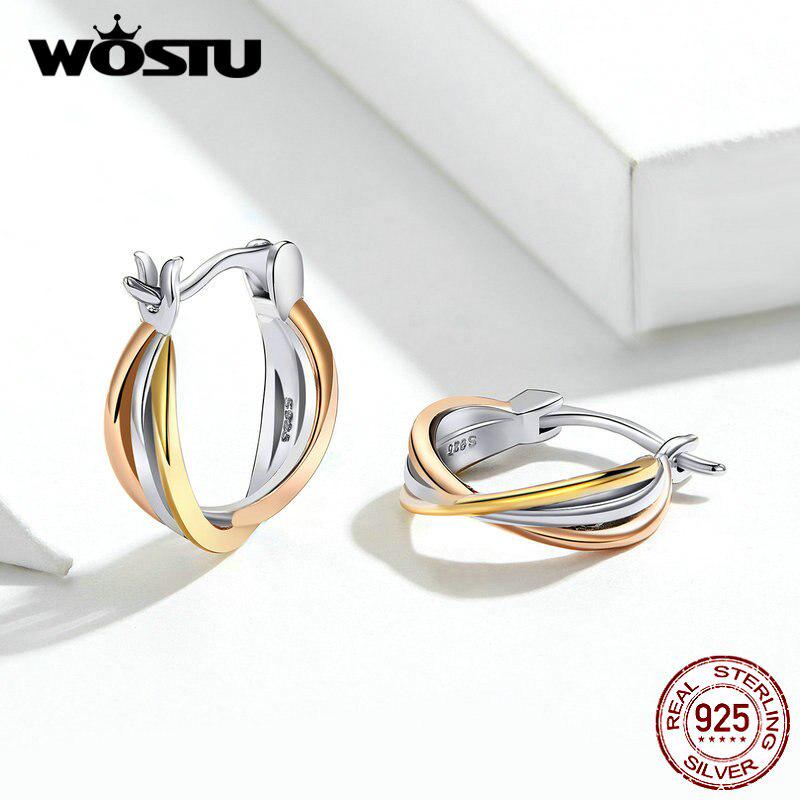 WOSTU Трёхцветные серьги из стерлингового серебра 925 пробы