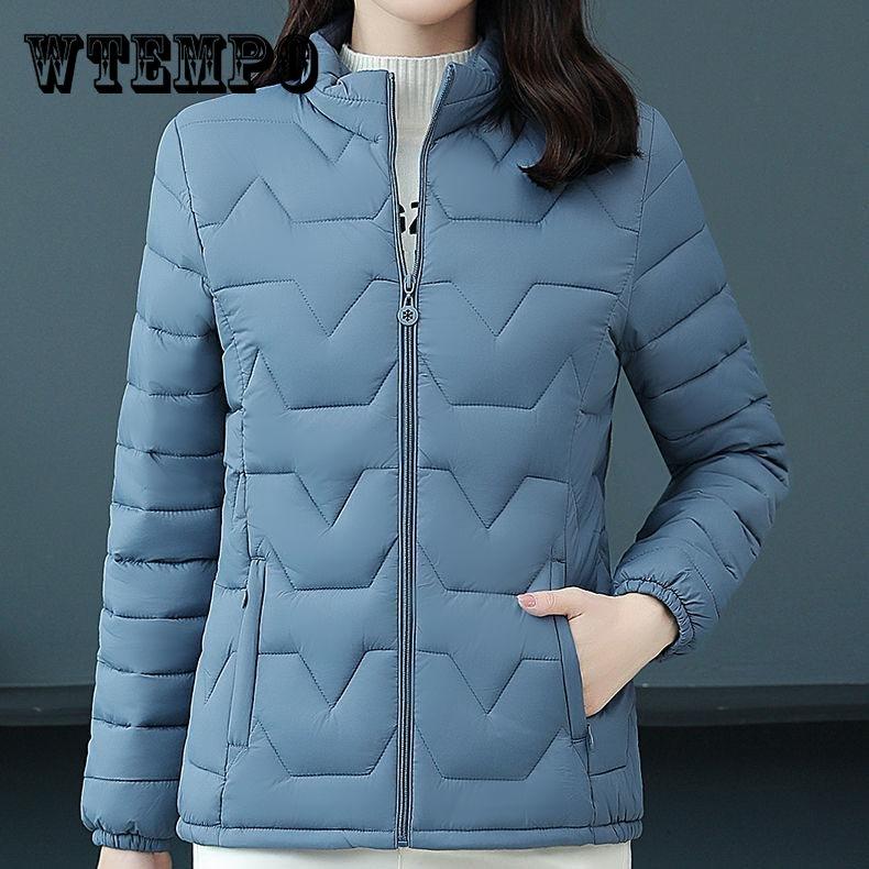 WTEMPO женские зимние пуховые пальто однотонные тонкие короткие ватные куртки большого размера с воротником-стойкой на молнии хлопковые пальто XXXXXL красный