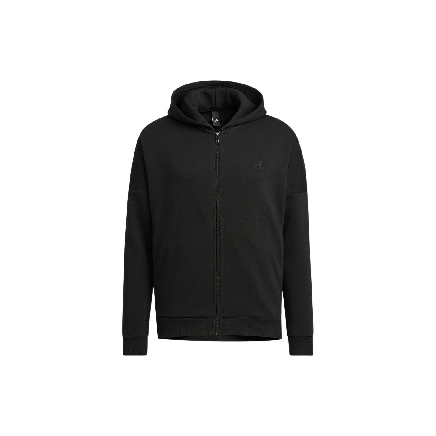 Adidas Solid Color Logo Повседневная куртка с капюшоном на молнии Мужская верхняя одежда Черный HM2686 XXL