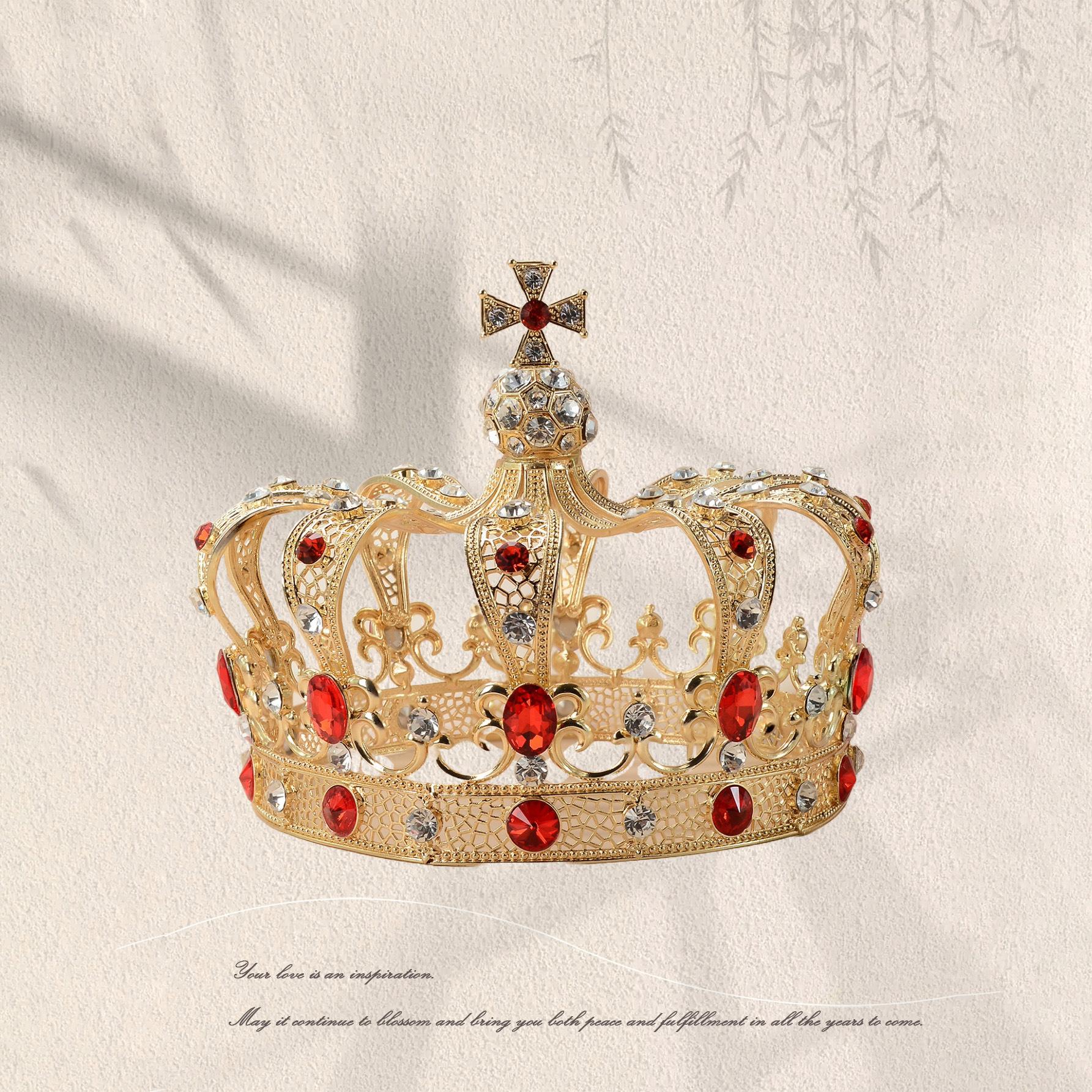 Свадебные украшения, негабаритная корона, королевская дворцовая корона, головной убор из сплава в стиле ретро, ​​мужские аксессуары для волос для выпускного вечера