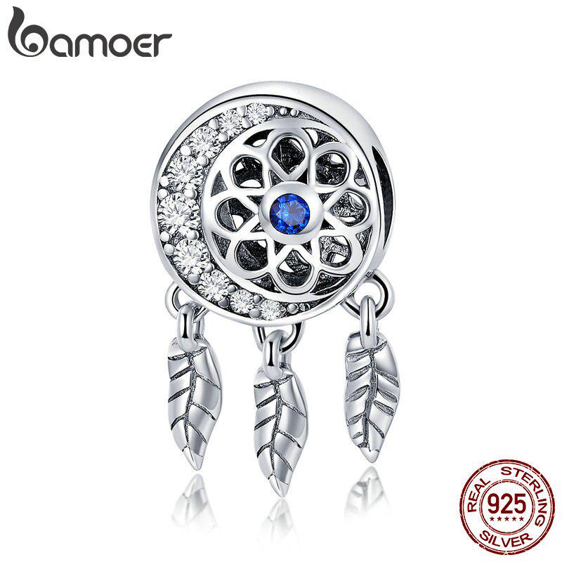   Joom BAMOER 100% стерлинговое серебро 925 пробы в форме луны, модные очаровательные бусины «Ловец снов», подходят для браслетов-подвесок SCC718