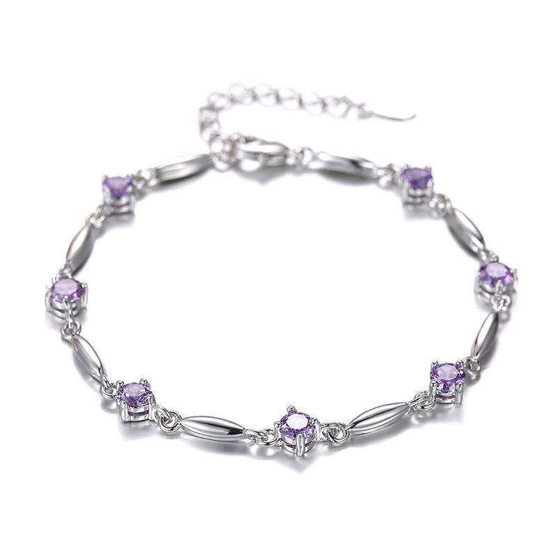 S925 Стерлингового Серебра 17 19 См Браслет для Женщин Pulseira Feminina Серебро 925 Ювелирные Изделия Аметист Браслеты-Подвески Женщины 18cm античный серебряного
