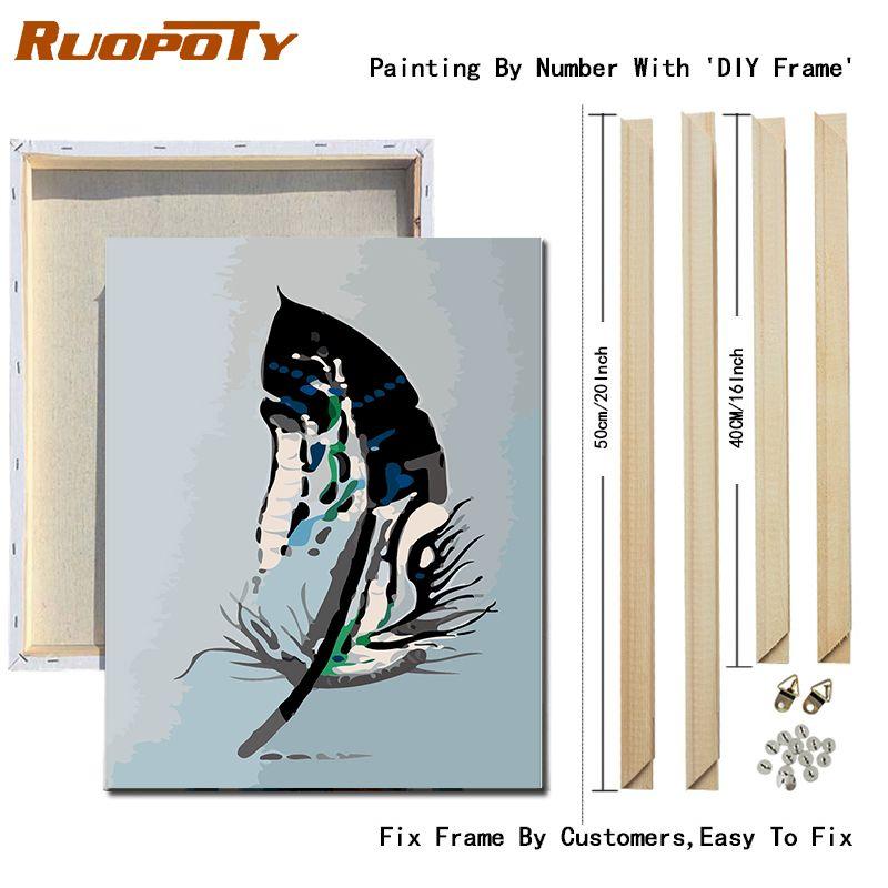 Ruopoty DIY рамка лист картина маслом в скандинавском стиле DIY картины по номерам наборы акриловая краска по номерам рисунок холст живопись для дома настенное искусство