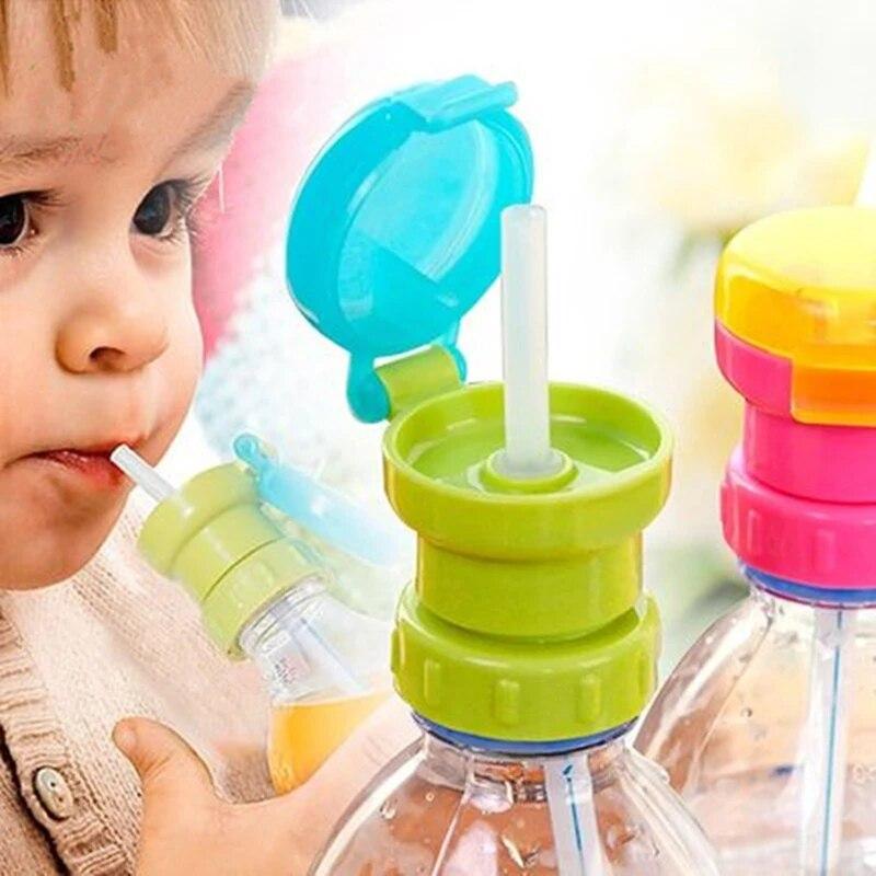Детская крышка для бутылки с водой, защита от разлива сока, газированной воды, крышка для бутылки с соломинкой, безопасная соломенная крышка для напитков для детей розовый
