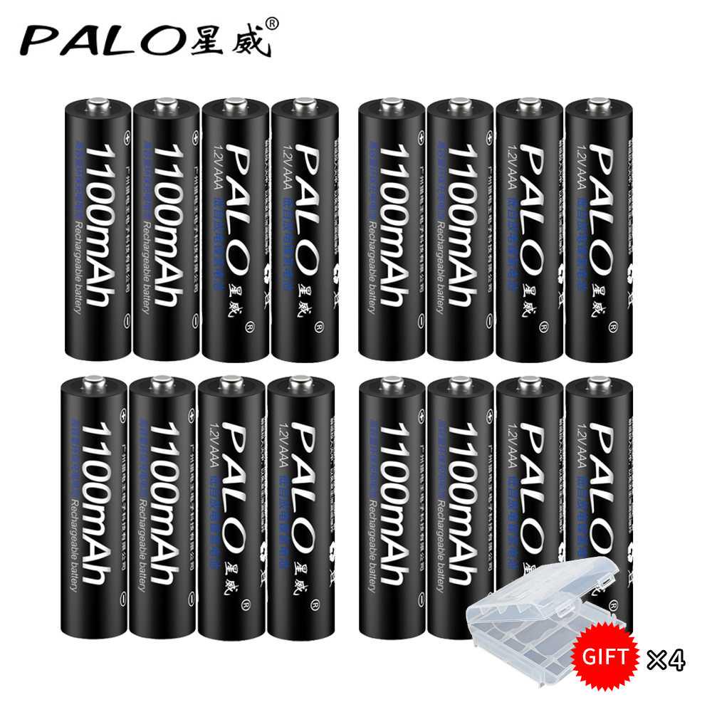 PALO 16 шт. перезаряжаемые NiMH-аккумуляторы типа AAA 1100 мАч с низким саморазрядом 1,2 В Ni-MH аккумуляторные батареи 3A Bateria Black