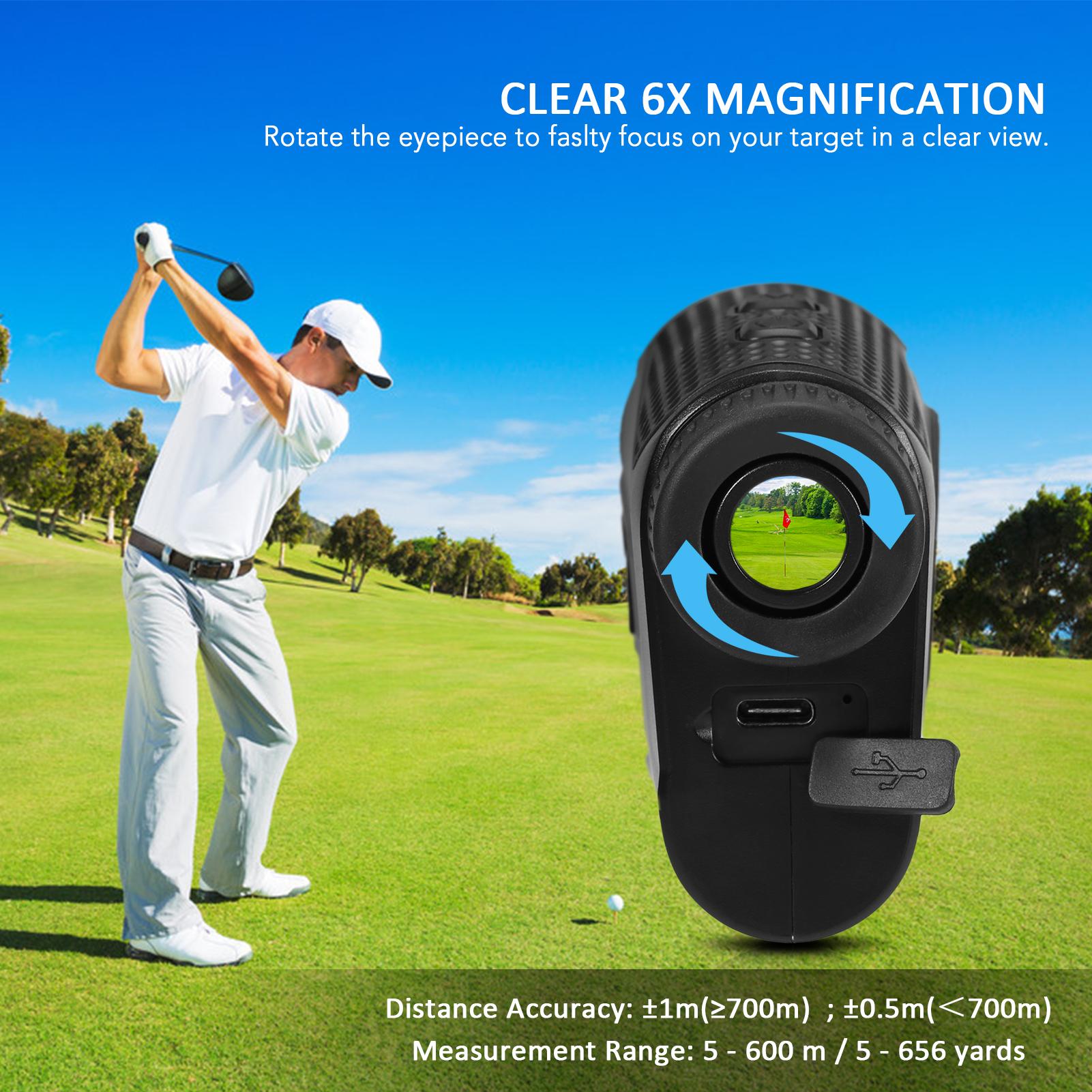 Дальномер Lixada Golf, диапазон 656 ярдов, перезаряжаемый измеритель расстояния, тестер скорости, 6-кратное увеличение чёрный
