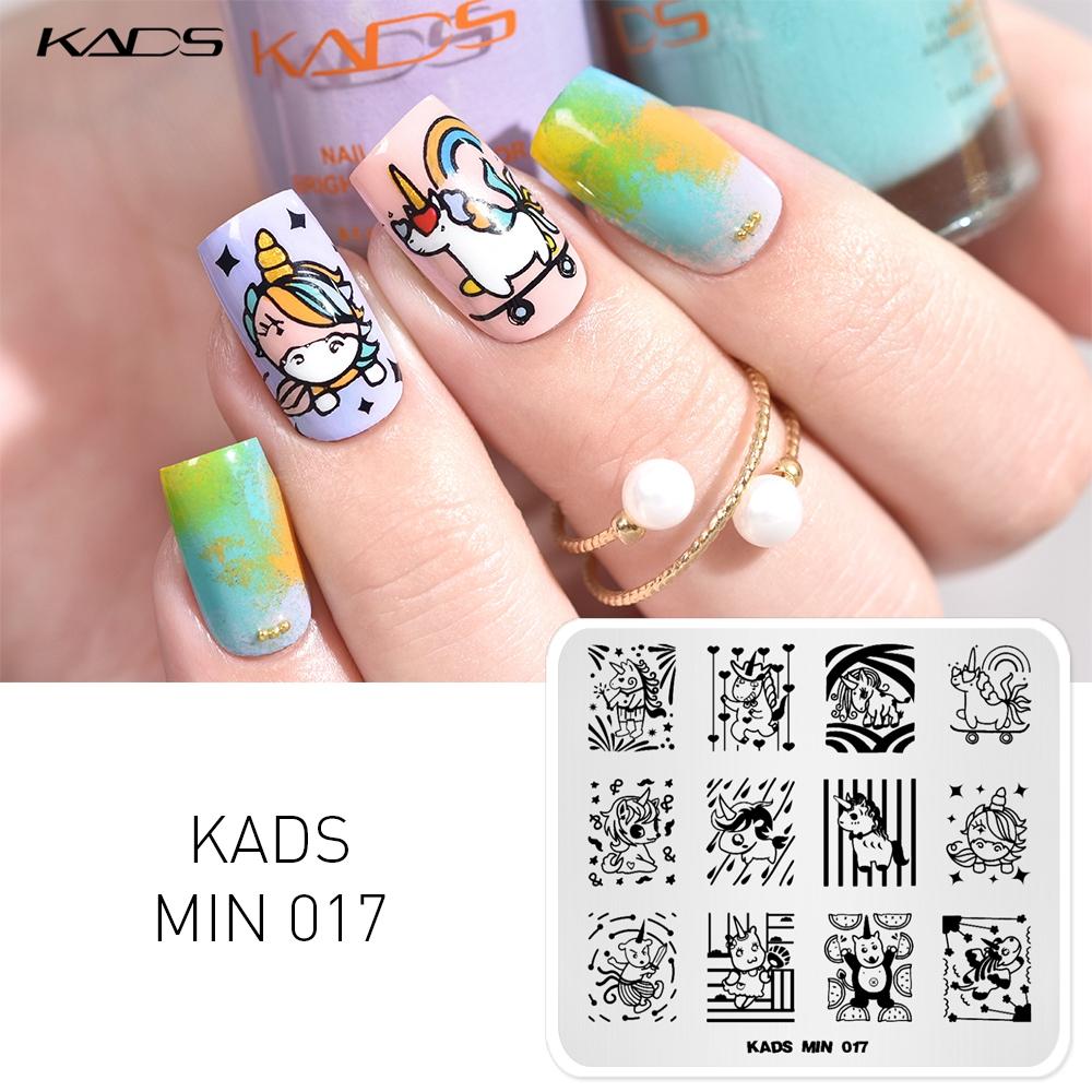 KADS MIN 017 штамповочные пластины с милым мультяшным единорогом для дизайна ногтей, шаблоны, инструменты, пластина для дизайна ногтей