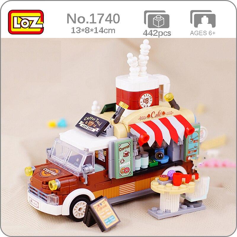 LOZ 1740 Dream Парк развлечений Еда Грузовик Кофе Напиток Модель автомобиля DIY Мини-блоки Кирпичи Строительная игрушка для детей без коробки