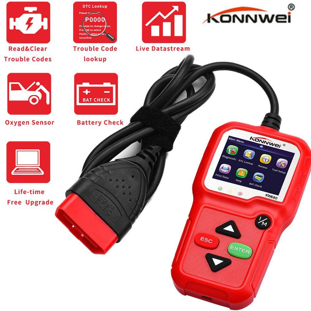   Joom KONNWEI OBDII CAN диагностический инструмент считыватель кодов автомобиля KW680 инструмент сканирования света двигателя OBD II сканер для чёрный