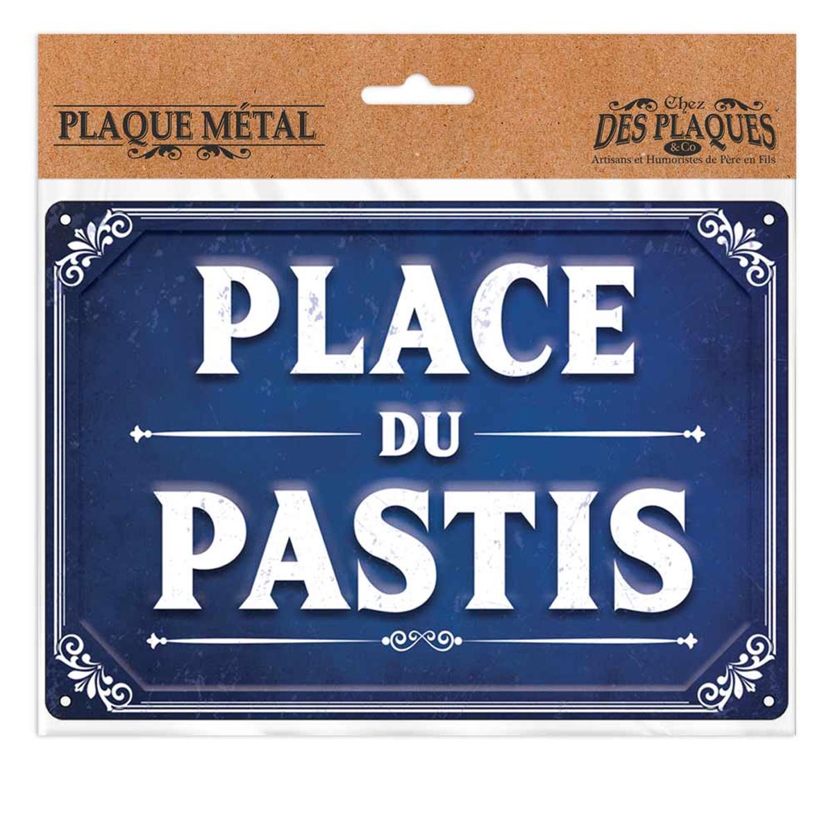 Les Trésors De Lily [R1102] - Тарелка металлическая  Place du Pastis  морская - 20x14 см синий