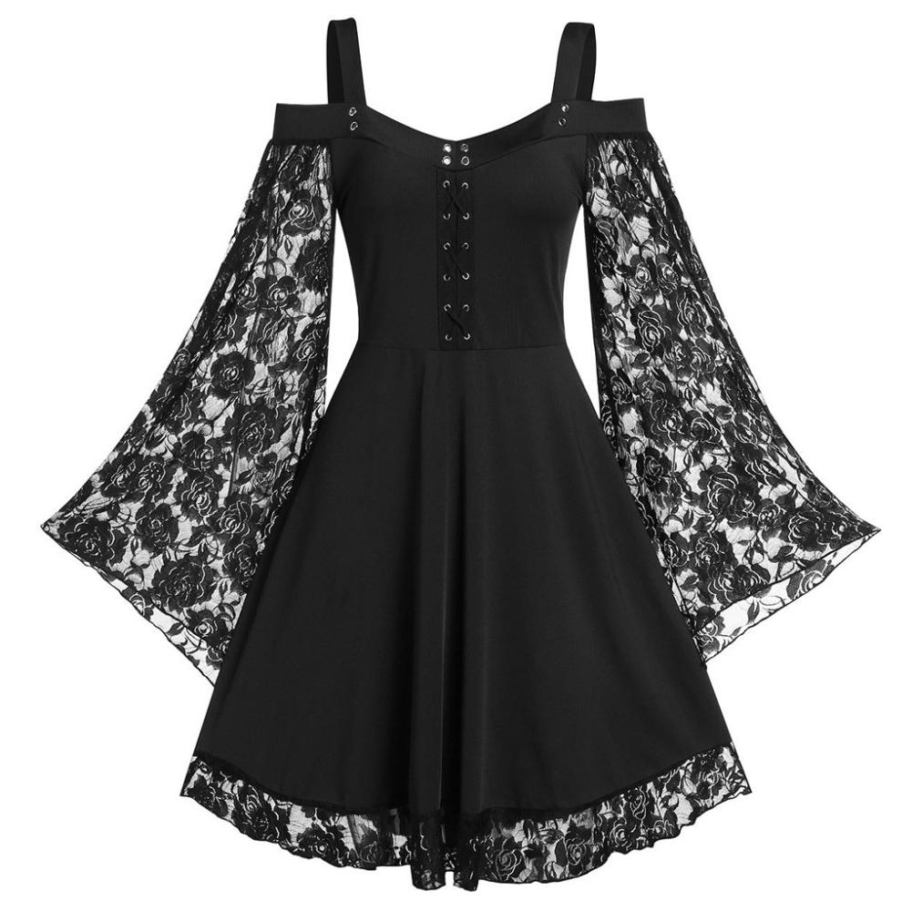 (L-5XL) Женское готическое платье с открытыми плечами и длинными расклешенными рукавами на талии, плотное бандажное вечернее платье XXL вино красного