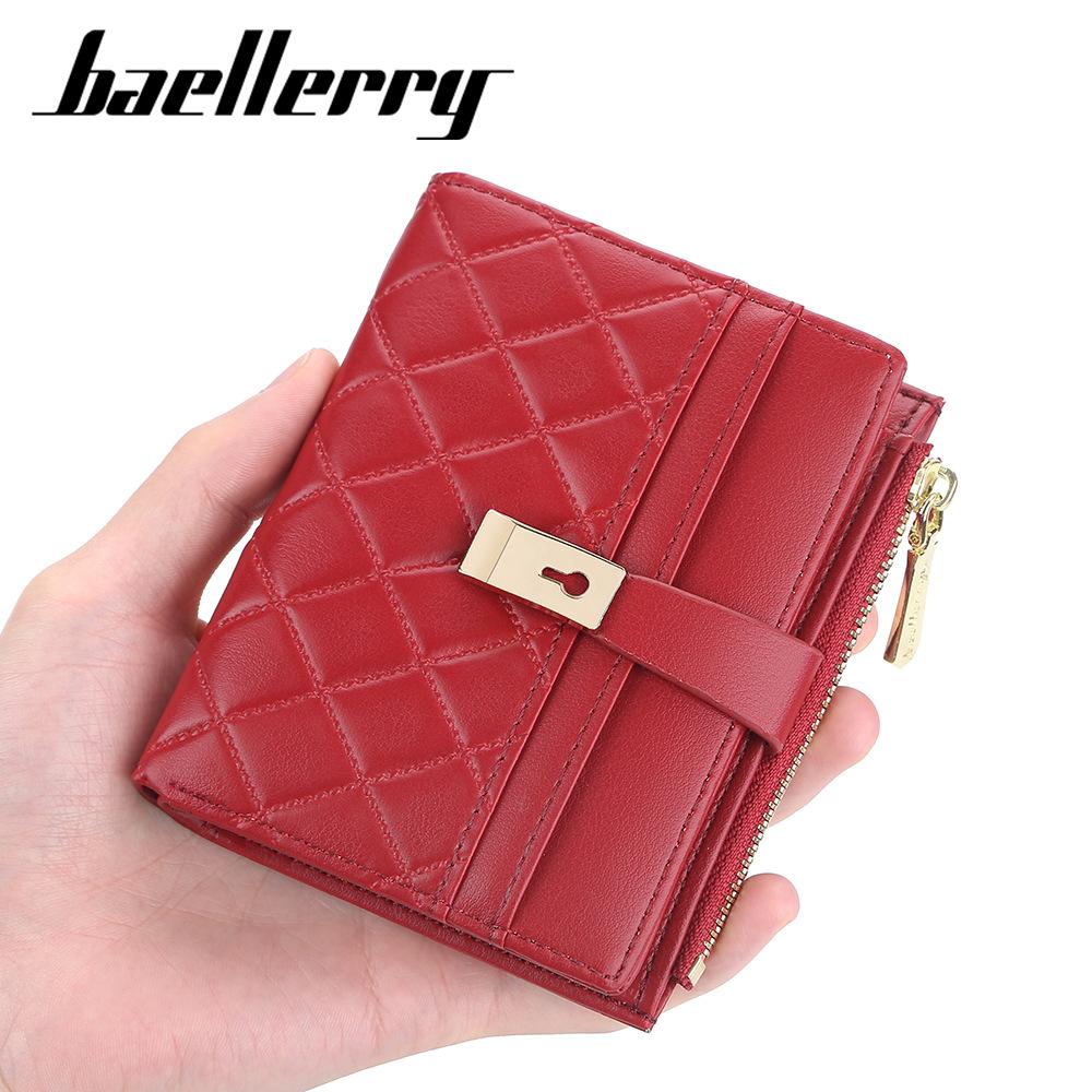 Женские модные кошельки Baellerry из искусственной кожи, классический брендовый дизайн, двойной кошелек, тонкий кошелек на молнии для монет 12cm*10cm*2cm жёлтый