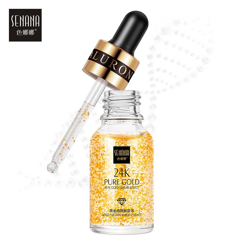 SENANA 24K Gold Никотинамидная отбеливающая эссенция против морщин, антивозрастная сыворотка для лица 15ml