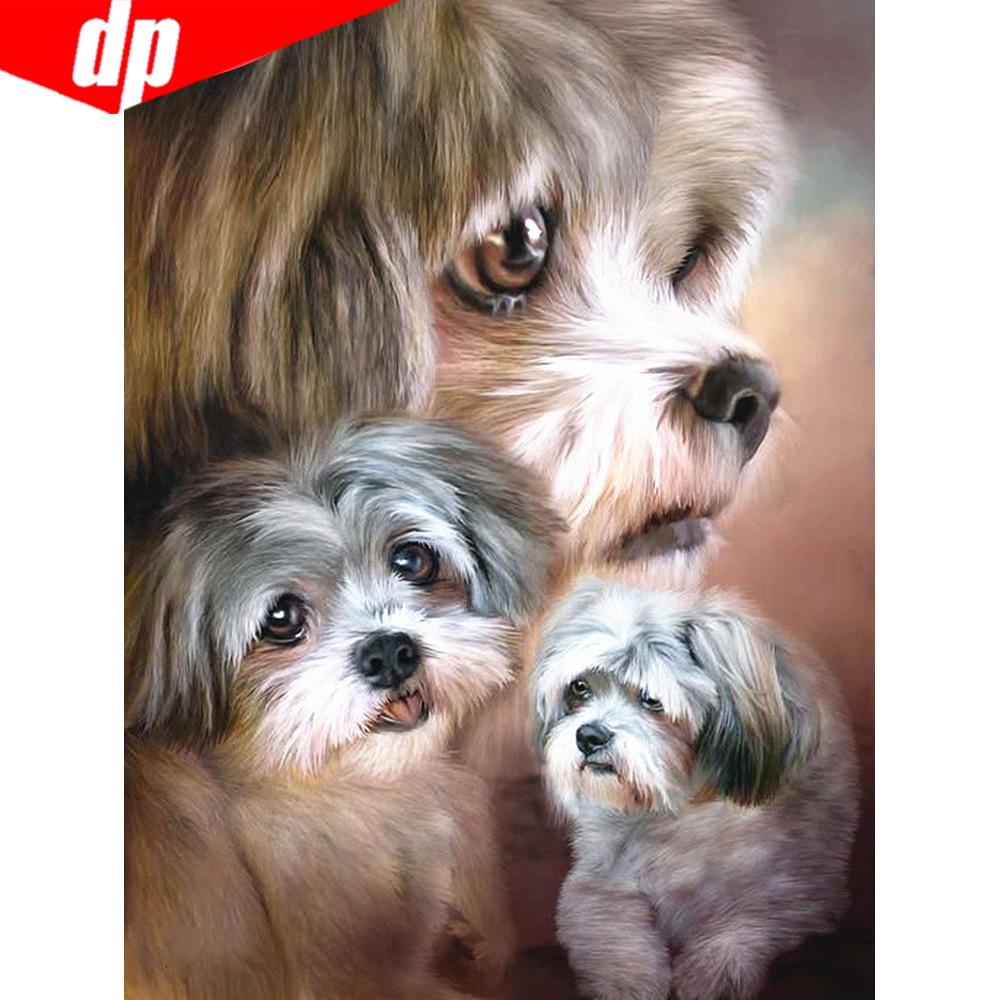 5D DIY Алмазная картина Животное Полный круглый Собака Вышивка Продажа Картина Горный хрусталь Алмаз 20X30