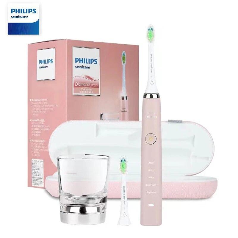 Philips Sonicare Diamondclean HX9362 Электрическая зубная щетка 5 режимов IPX7 Водонепроницаемый таймер Зубная щетка для взрослых Двойной режим перезарядки розовый