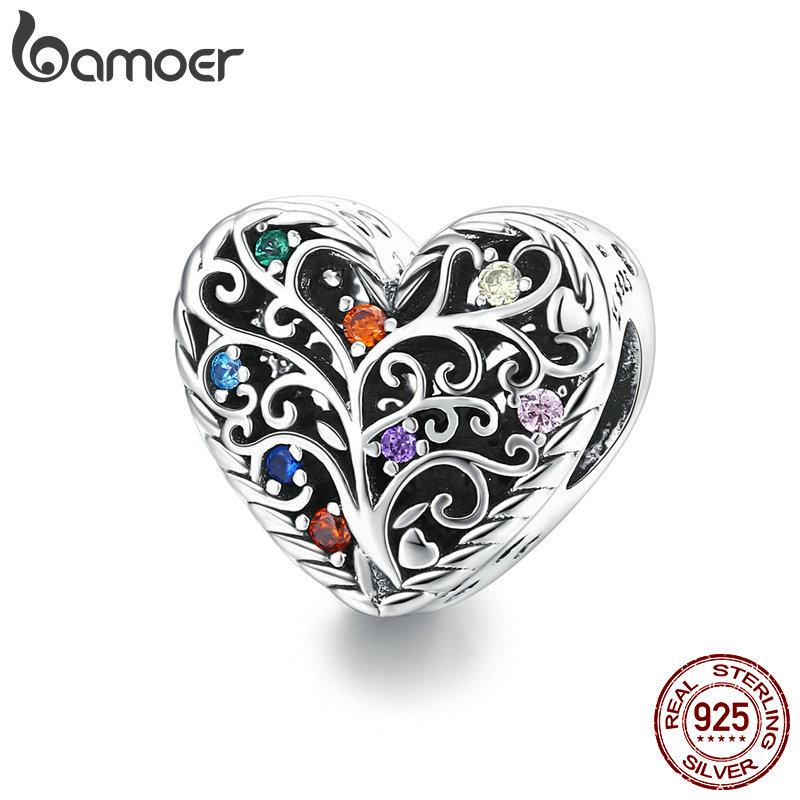 Bamoer, стерлинговое серебро 925 пробы, оригинальное очарование, Древо жизни, оксидированное серебро с фианитом для брендовых ювелирных изделий, изготовление своими руками для женщин 925 silver