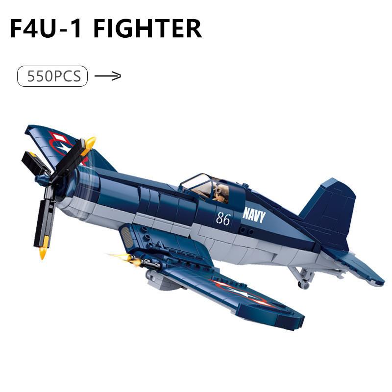Sluban 550 шт. WW2 Pacific Storm военное оружие F4U-1 пиратский истребитель строительные блоки модель ВВС кирпичи самолет солдат игрушки для детей