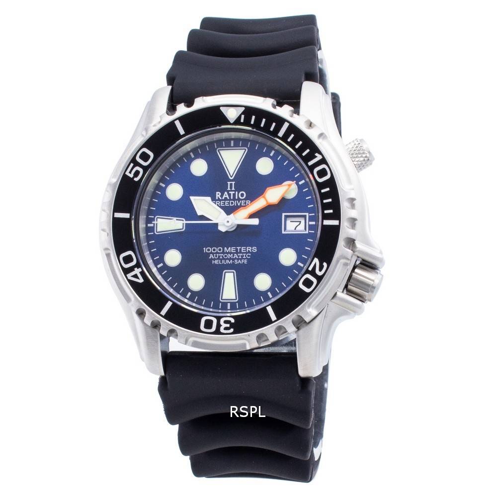 Ratio FreeDiver Helium Safe 1000M Нержавеющая сталь Автоматические мужские часы 1066KE20-33VA-BLU синий
