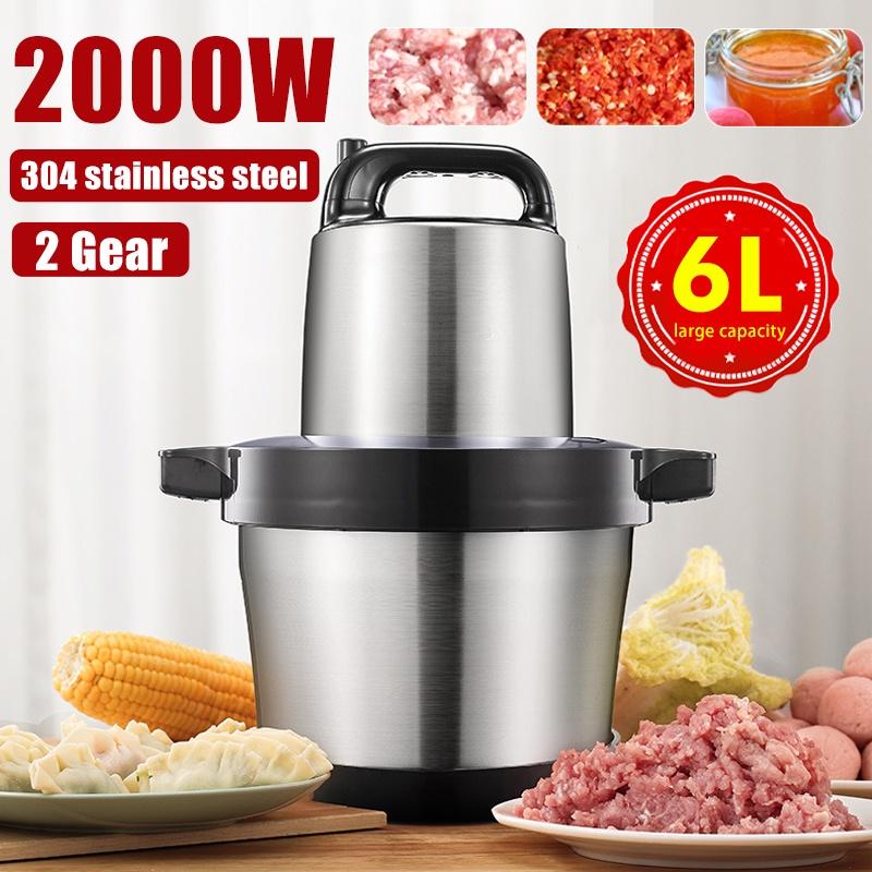 6л 2000 Вт 2-ступенчатая электрическая мясорубка кухонный измельчитель Мясорубка из нержавеющей стали блендер для чеснока и овощей миксер комбайн для детской еды